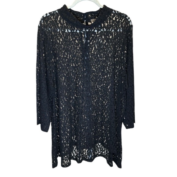 Kate and Mallory Black all Lace Sheer Top Blouse Tunic Plus size 3X - Picture 1 of 9